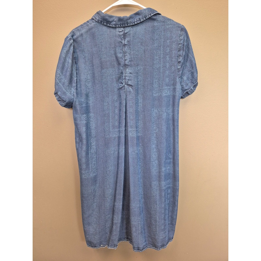 J Jill Denim Womens Large Chambray Shirt Dress Paisley Button Front Blue - Picture 5 of 5